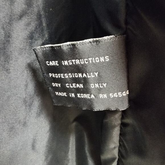 Vintage Maggie Lawrence Trench Coat Size 7/8 Dark Gray Leather Shoulders Wool - Picture 16 of 16